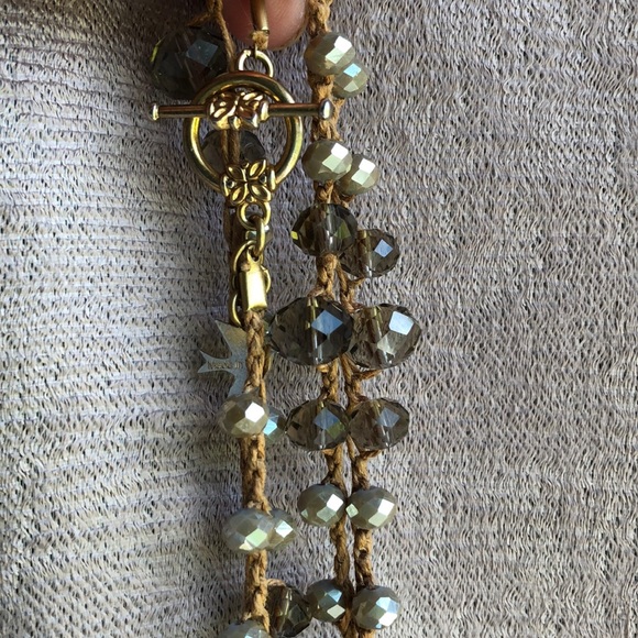 An Old Soul Necklace - Woven Smokey Gray Crystals - Picture 3 of 7